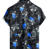 Black Blue Floral Men's Shirt
