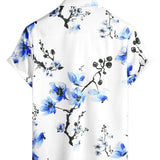 White and Blue Floral Men's Shirt