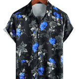 Black Blue Floral Men's Shirt