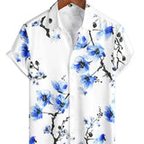 White and Blue Floral Men's Shirt