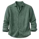 Relaxed Men's Button-Up Linen-Blend Shirt