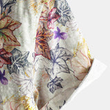 Beige Botanical Print Resort Men's Shirt