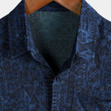 Navy Boho Tribal Print Men's Shirt