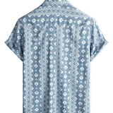 Darren Men's Retro Striped Short-Sleeve Shirt – Blue