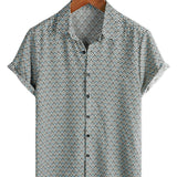 Shane Men's Retro Short-Sleeve Geometric Print Shirt – Blue