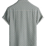 Shane Men's Retro Short-Sleeve Geometric Print Shirt – Blue