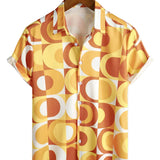 Miles Men's Retro Geometric Short-Sleeve Shirt – Yellow