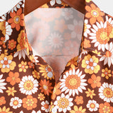 Brandon Men's Retro Floral Short-Sleeve Shirt – Orange