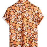 Brandon Men's Retro Floral Short-Sleeve Shirt – Orange