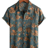 Blue Retro Floral Summer Men's Shirt