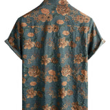 Blue Retro Floral Summer Men's Shirt