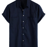 Navy Men's Shirt with Chest Pockets