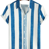 Vintage Blue Striped Men's Shirt