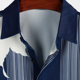 Navy Aloha Floral Striped Men's Shirt