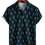 Declan Men's Skull Print Short-Sleeve Shirt – Black