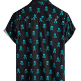 Declan Men's Skull Print Short-Sleeve Shirt – Black