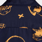 Navy Skull Print Aloha Men's Shirt
