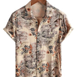 Shane Men's Retro Floral Short-Sleeve Shirt – Beige