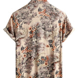Shane Men's Retro Floral Short-Sleeve Shirt – Beige