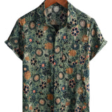 Miles Men's Retro Short-Sleeve Floral Shirt – Green