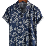 Derek Men's Retro Short-Sleeve Floral Shirt – Navy