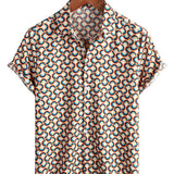 Yellow Retro Circle Print Men's Shirt