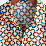 Yellow Retro Circle Print Men's Shirt