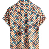 Yellow Retro Circle Print Men's Shirt