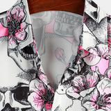 Pink Skull and Floral Men's Shirt
