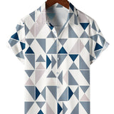 White Geometric Triangle Men's Shirt