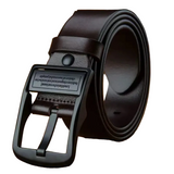 Harvey Men's Leather Belt with Classic Metal Buckle
