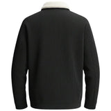 Black Men's Velour Jacket with Sherpa Collar