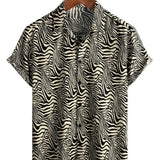 Mitchell Men's Retro Tiger Print Short-Sleeve Shirt – Black