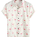 Callum Men's Flamingo Short-Sleeve Shirt – White