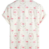 Callum Men's Flamingo Short-Sleeve Shirt – White