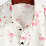 Callum Men's Flamingo Short-Sleeve Shirt – White