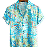 Blue Boho Hawaiian Men's Shirt
