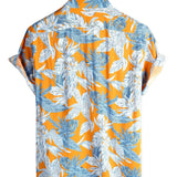 Isaac Men's Short-Sleeve Botanical Print Shirt – Orange