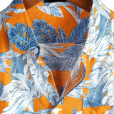 Isaac Men's Short-Sleeve Botanical Print Shirt – Orange