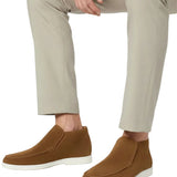 Brown Men's Suede Ankle Loafers