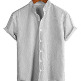 Mandarin Collar Striped Men's Shirt