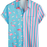 Blue Flamingo Striped Men's Shirt