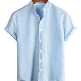 Mandarin Collar Striped Men's Shirt