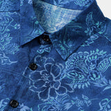 Blue Large Floral Hawaiian Men's Shirt
