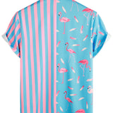 Blue Flamingo Striped Men's Shirt