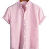 Mandarin Collar Striped Men's Shirt