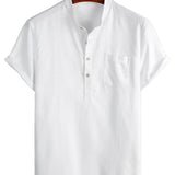 Men's Mandarin Collar Shirt with Pocket