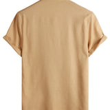 Men's Mandarin Collar Shirt with Pocket