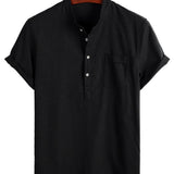 Men's Mandarin Collar Shirt with Pocket
