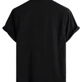 Blake Men's Short-Sleeve Mandarin Collar Shirt with Pocket